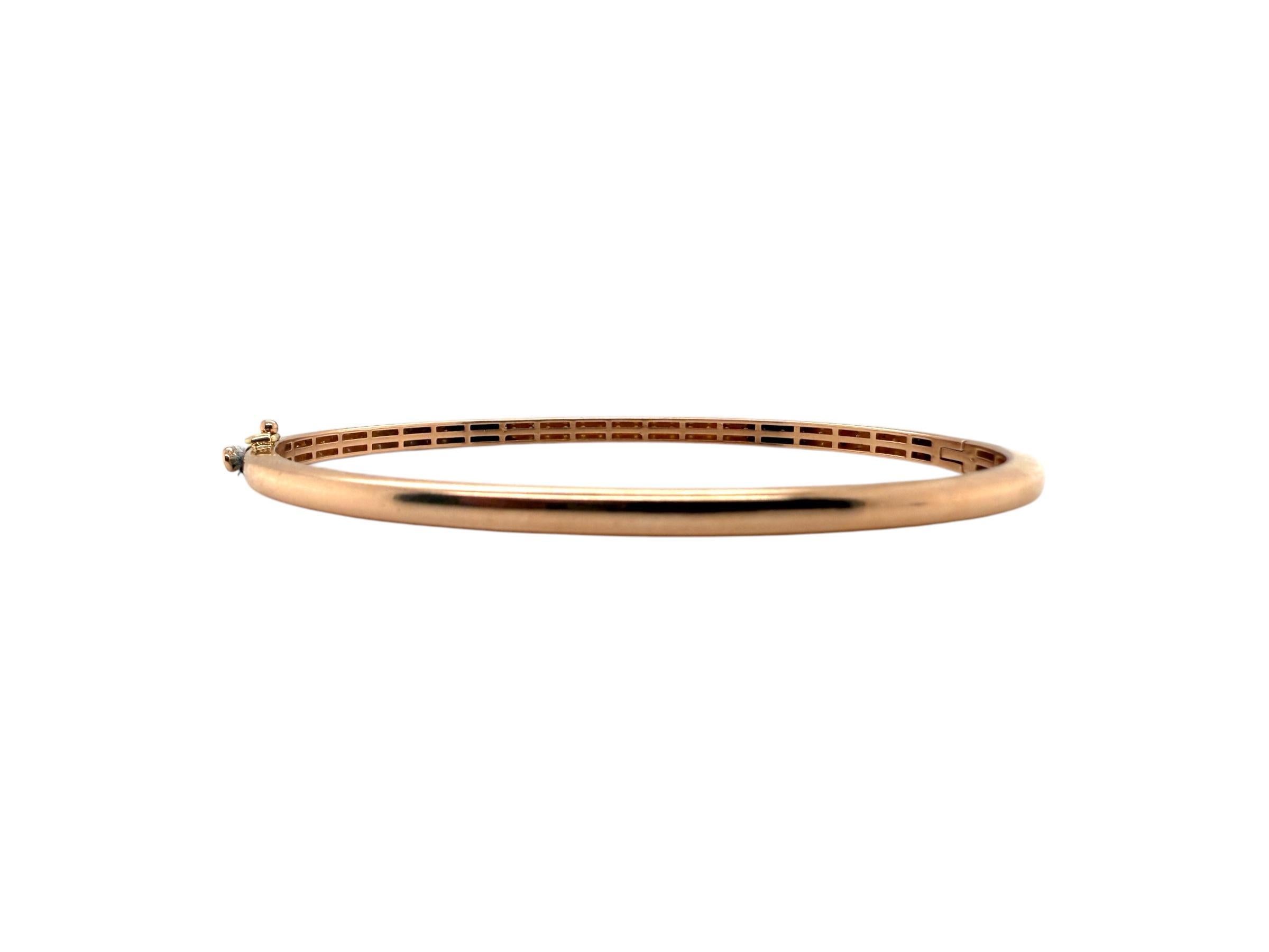 Bracelet jonc en or rose 14 carats avec diamants de 1 carat Pour femmes en vente