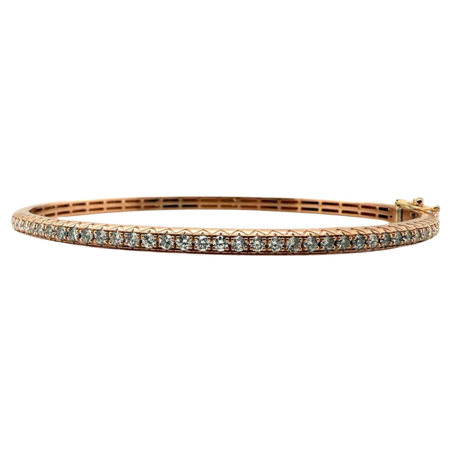 14K Rose Gold 1 Carat Diamond Bangle Bracelet