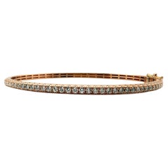 Bracelet jonc en or rose 14 carats avec diamants de 1 carat