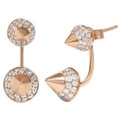14K Roségold 1,00 Cttw Diamant-Doppelkegel-Jacke-Ohrstecker