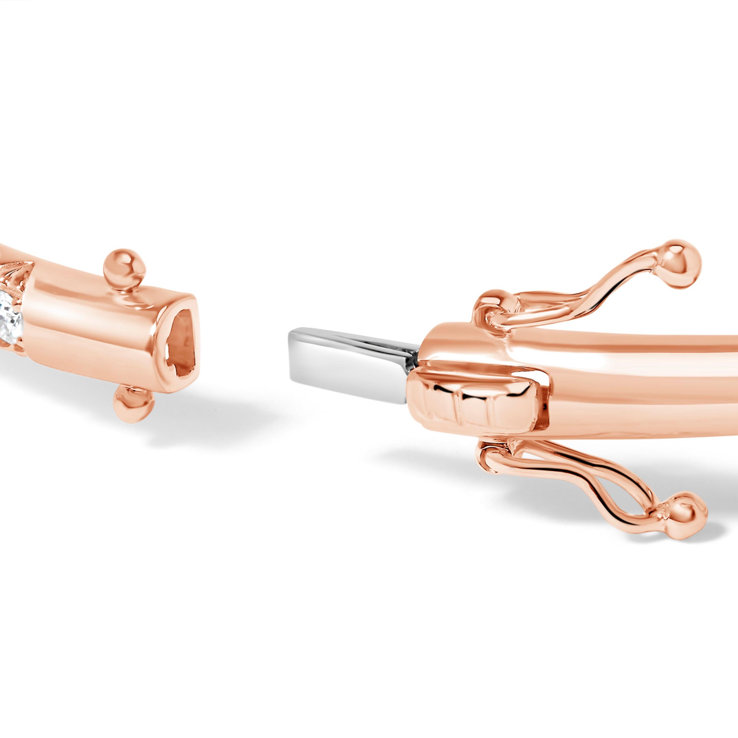 Moderno Bracciale con diamanti a mezza eternità in oro rosa 14K da 1,00 cttw in vendita