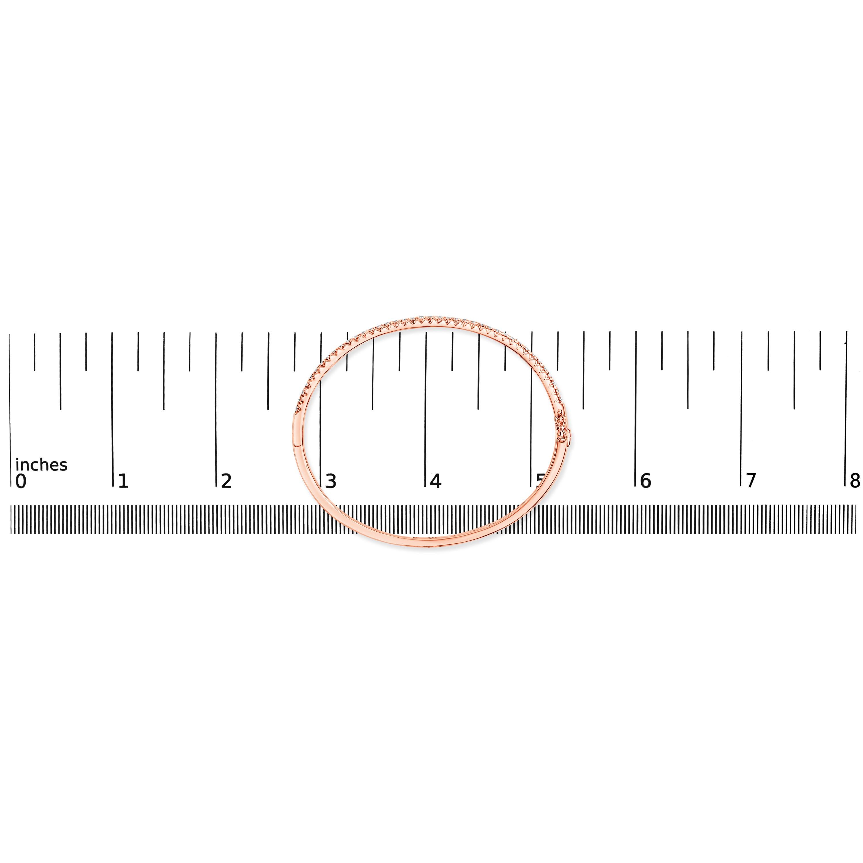 Taglio rotondo Bracciale con diamanti a mezza eternità in oro rosa 14K da 1,00 cttw in vendita