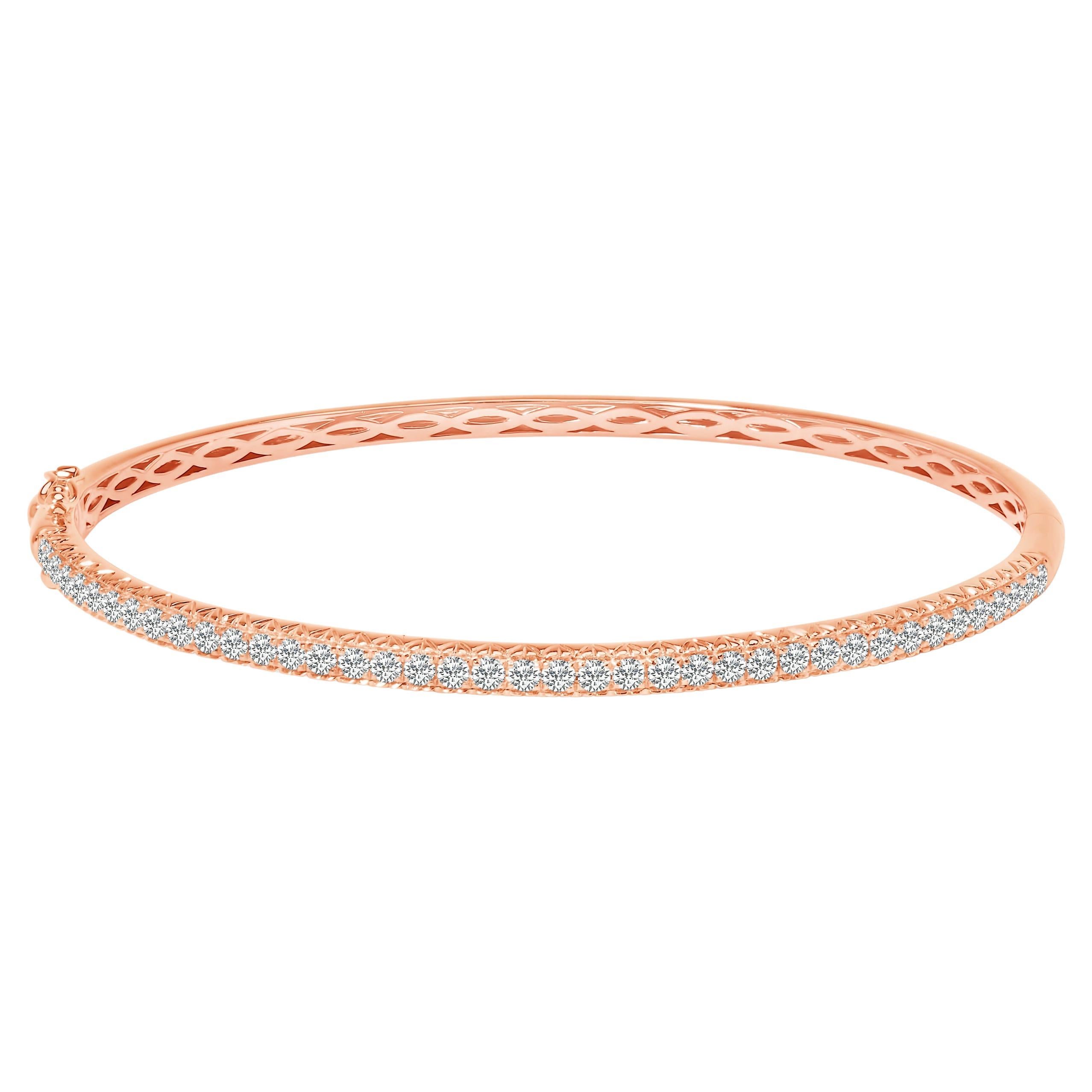 14K Rose Gold 1.00 Cttw Half Eternity Diamond Bangle Bracelet