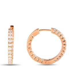 14K Rose Gold 1.0ct Diamond Inside-Out Hoop Earrings