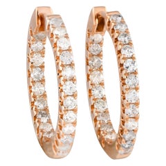 14K Rose Gold 1.0ct Diamond Inside-Out Hoop Earrings