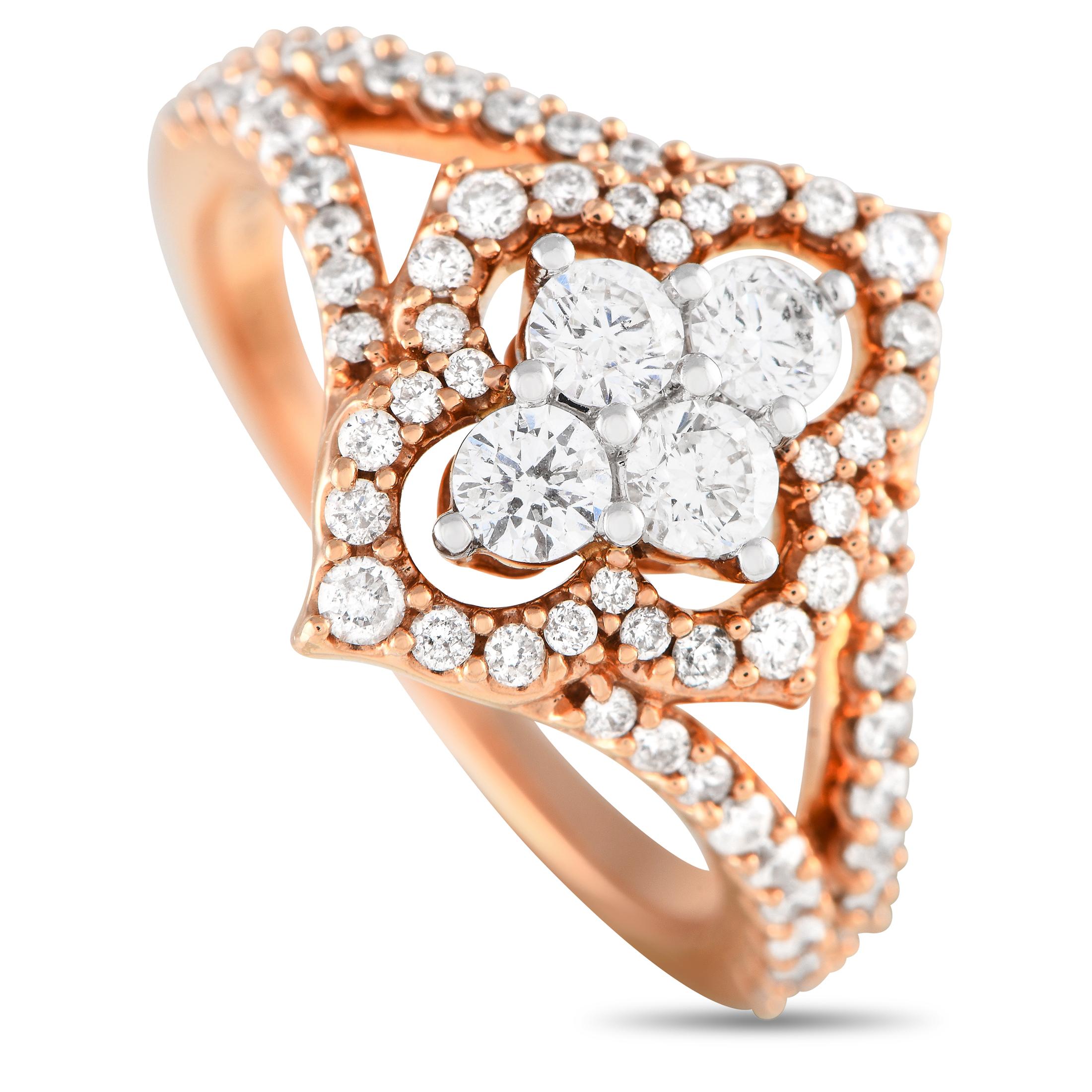 14K Rose Gold 1.0ct Diamond Ring In New Condition In Southampton, PA