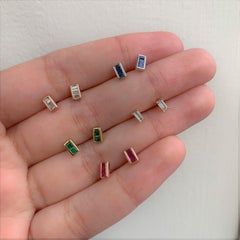 Orecchini in oro rosa 14K con rubino baguette da 10 carati per lei