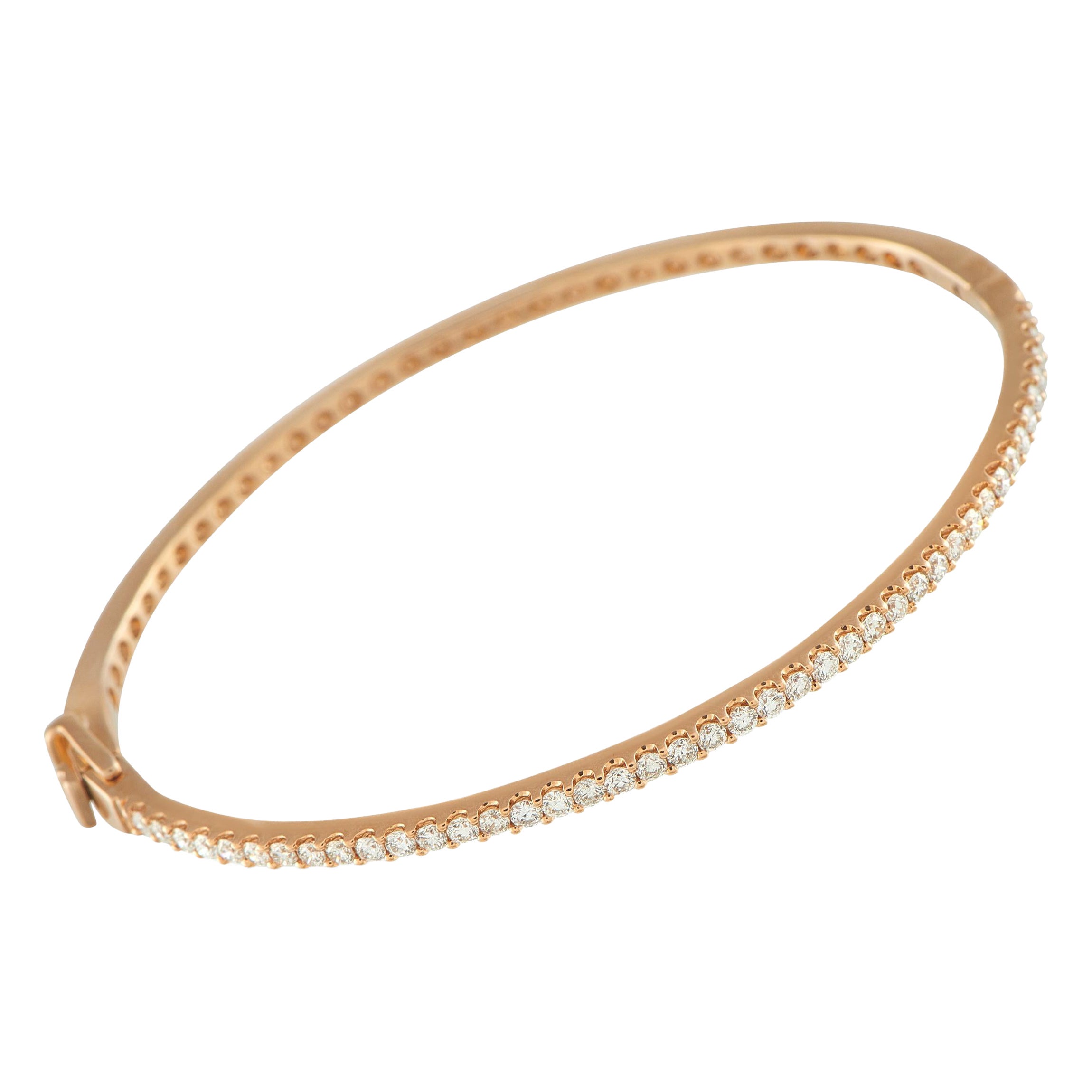 14K Rose Gold 1.10ct Diamond Bangle Bracelet MF24-111325