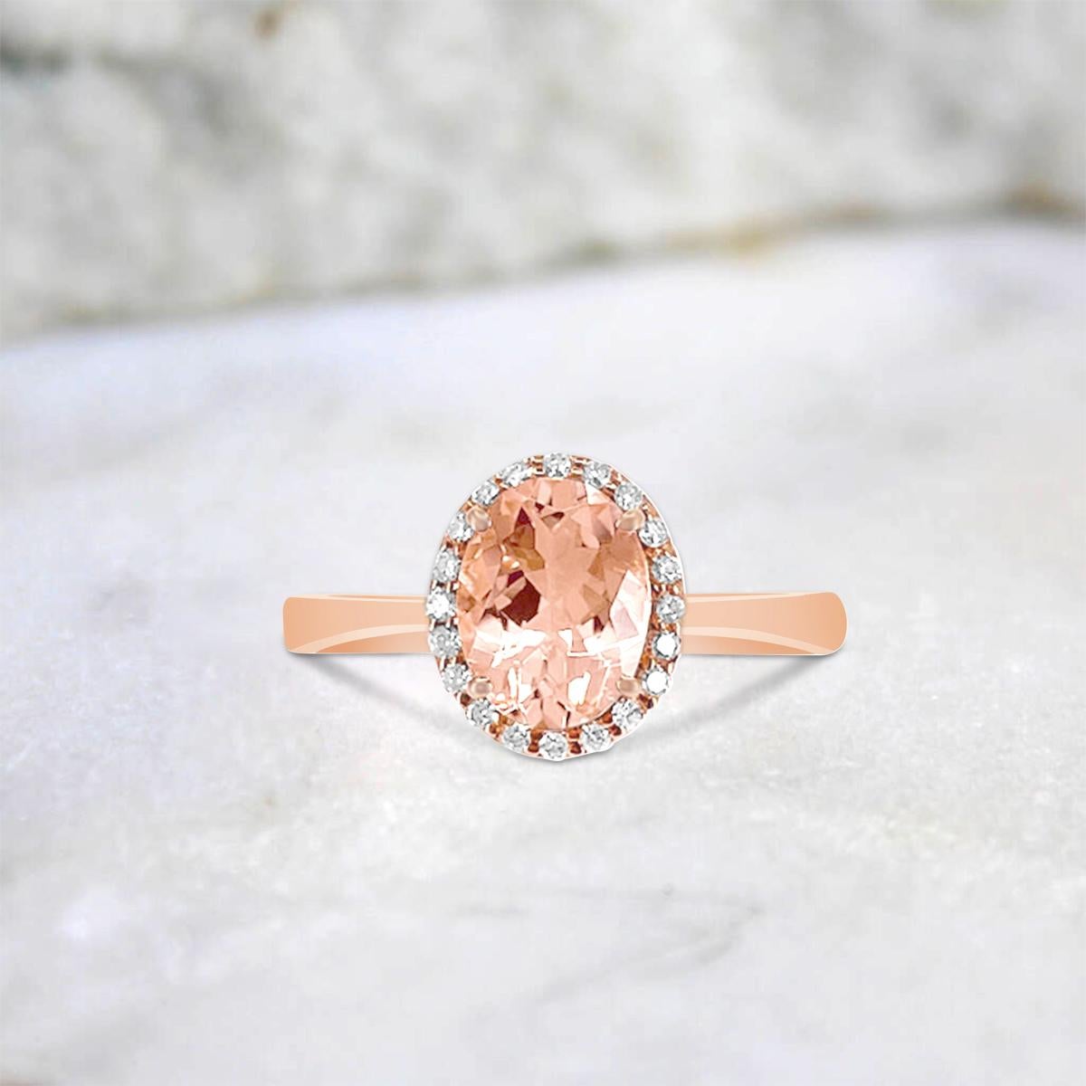The Marvelous 8X6mm Morganite Gemstone On This Ring Is Bold And Eye-Catching With Diamonds.  It Is Set On 14K Rose Gold Make, Beautiful Piece Of Craftsmanship With Classic Velvety And Modern Look. 

Style# TS1074MOR
Morganite: Oval 8x6mm