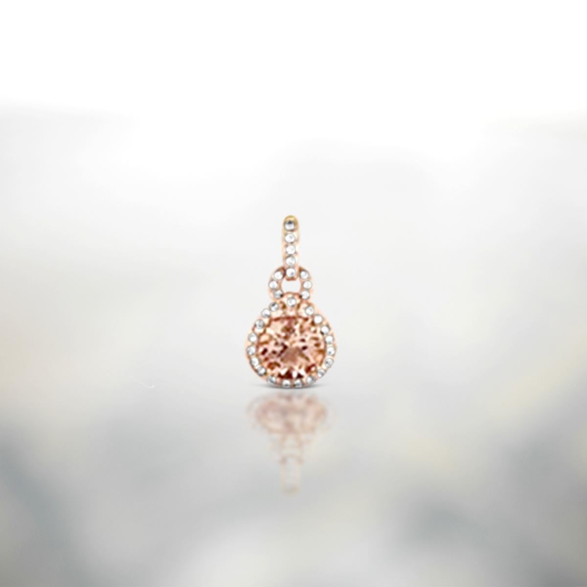 Modern 14K Rose Gold 1.12cts Morganite and Diamond Pendant. Style# TS1127MOP For Sale