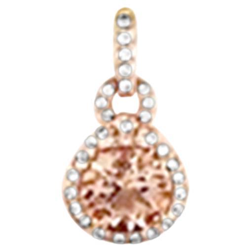14K Rose Gold 1.12cts Morganite and Diamond Pendant. Style# TS1127MOP For Sale