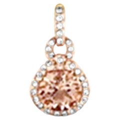 14K Rose Gold 1.12cts Morganite and Diamond Pendant. Style# TS1127MOP
