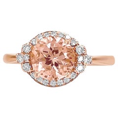 14K Rose Gold 1.20cts Morganite and Diamond Ring, Style# TS1127MOR