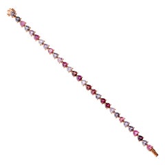 14K Rose Gold 12.22 CTW Heart Cut Multi Sapphire Tourmaline Tennis Bracelet Gift