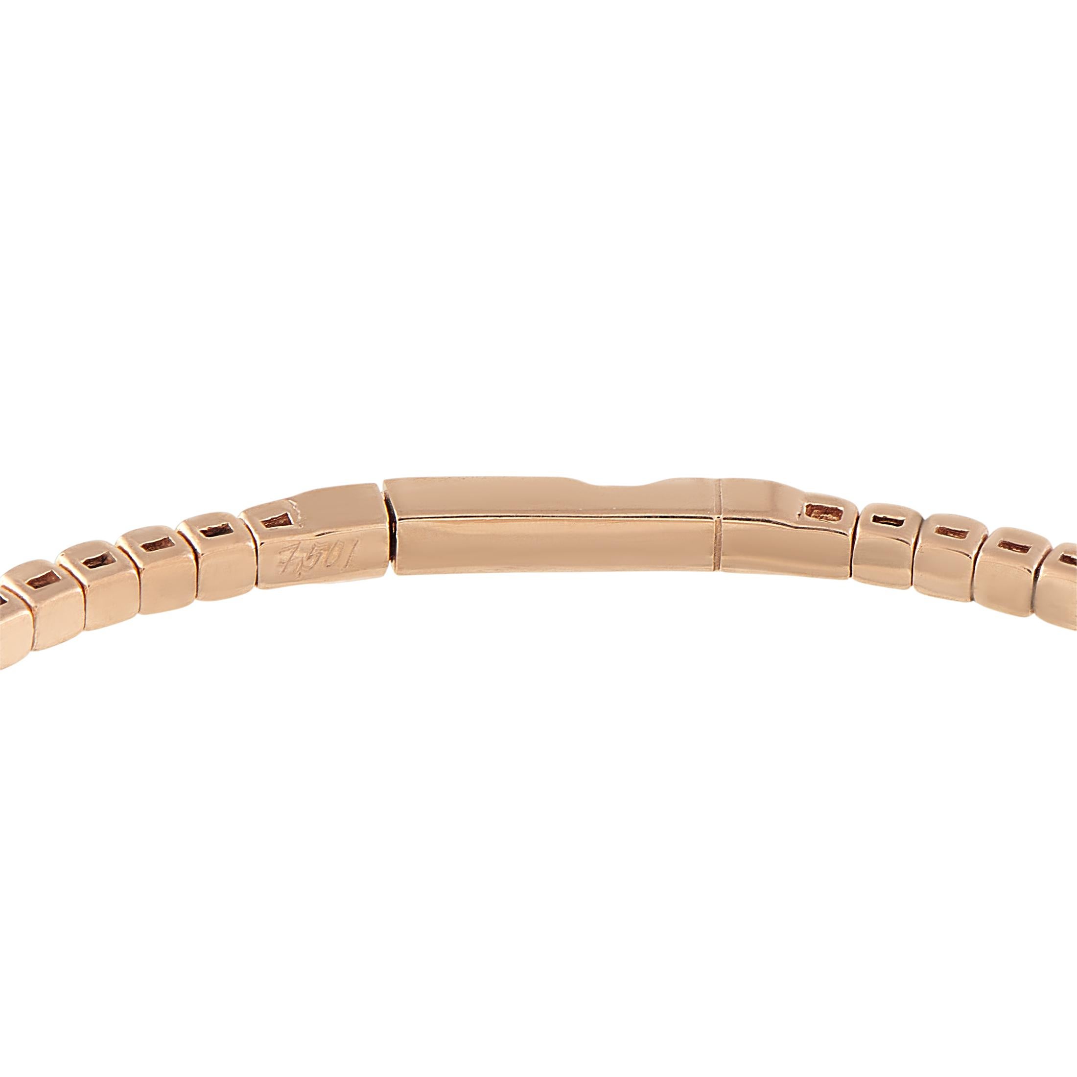 14K Rose Gold 1.22ct Diamond Tennis Bangle Bracelet MF13-111325 Corte redondo en venta