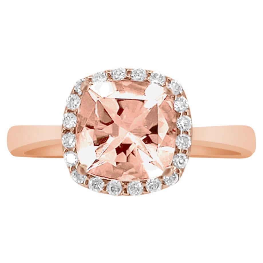 Anello in oro rosa 14K con morganite e diamanti da 1,30 carati, modello TS1077R in vendita
