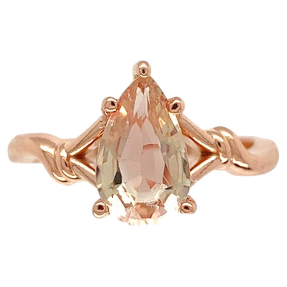 Bague en or rose 14K 1.37 carat Oregon Sunstone taille 7.75 en vente