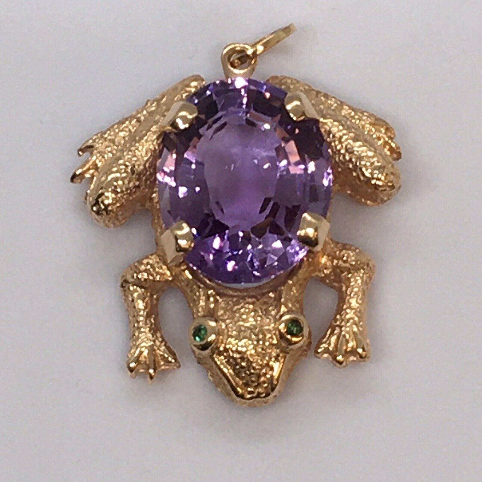 14K Rose Gold 13.7 Carat Oval Amethyst Pendent Necklace Charm 

14.2 mm by 17.5 mm 10.2 mm, approximately 13.75 Carat Natural Amethyst 
Never used condition
12.8 Gram 
1.3 inch hanging, 1 inch wide

***Chain on pictures are for display***