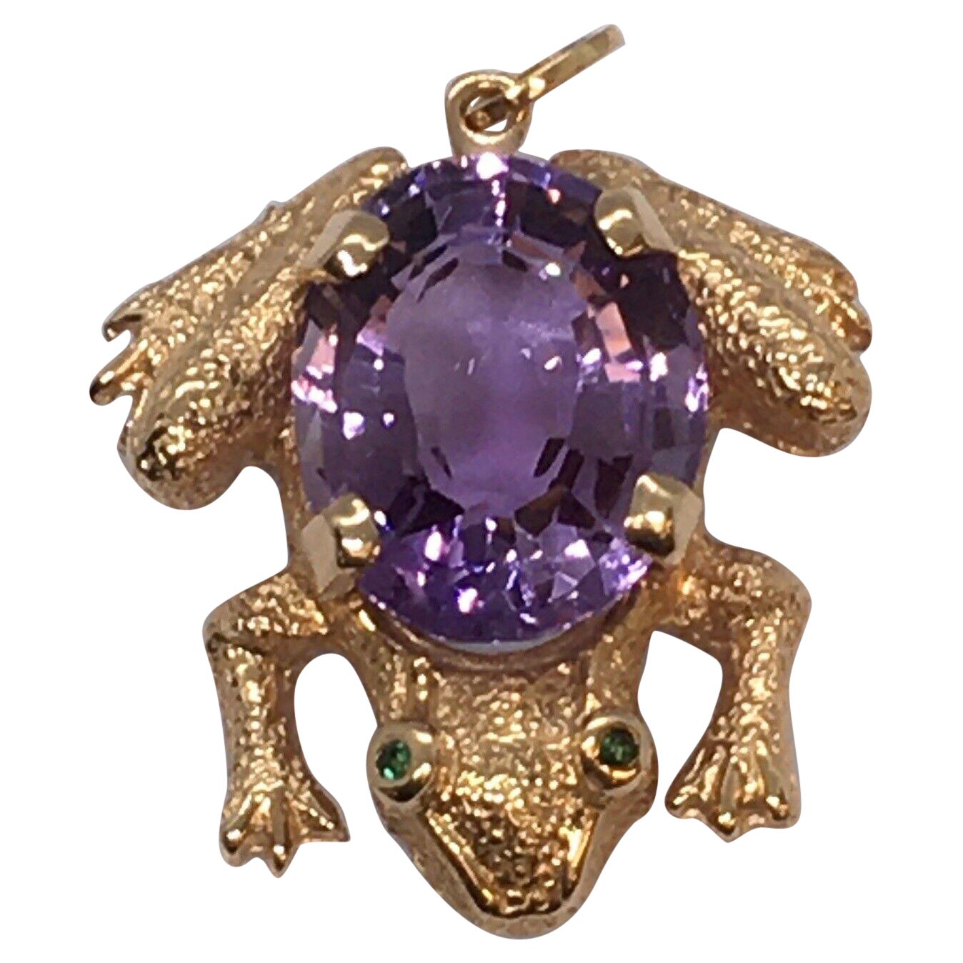 14K Roségold 13,7 Karat Oval Amethyst Pendent Halskette Charm 12,8 Gramm im Angebot
