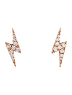 14K Rose Gold .15ct Diamond Lightning Bolt Earrings for Her