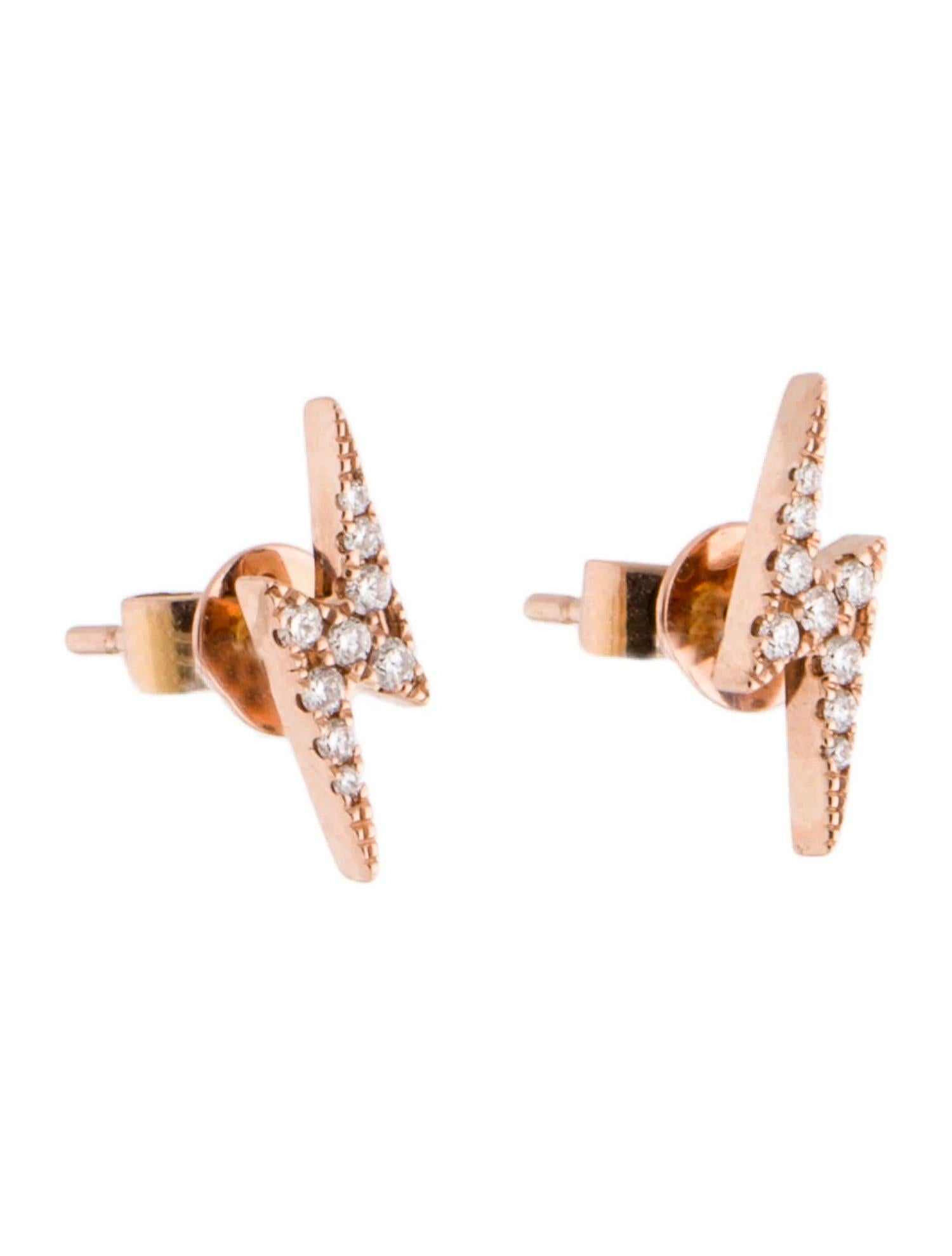 Contemporain Boucles d'oreilles pendantes en or rose 14 carats avec diamants de 0,15 carat pour elle en vente