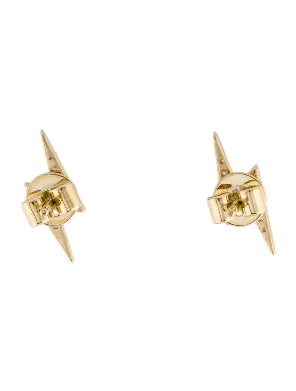 Contemporary 14K Rose Gold .15ct Diamond Lightning Bolt Earrings for Her For Sale