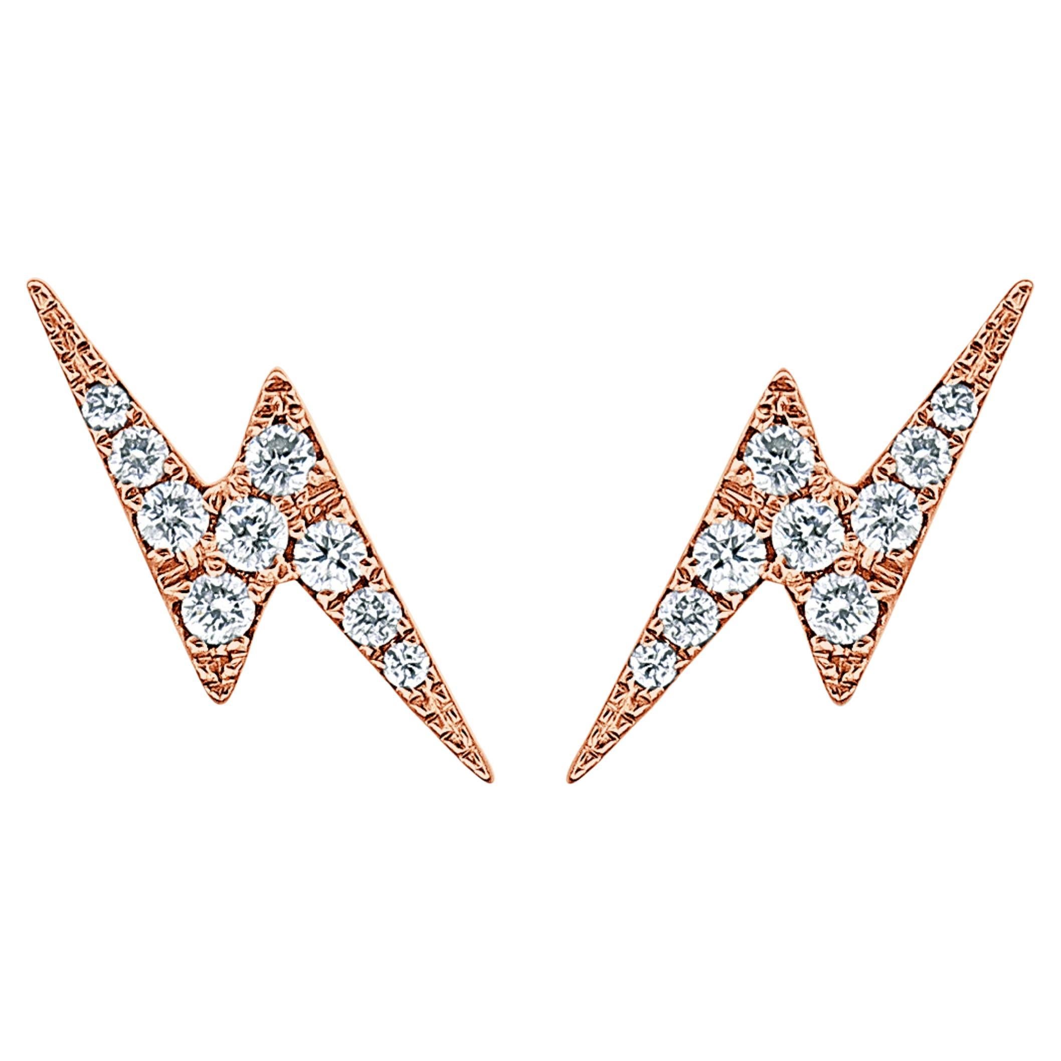 Boucles d'oreilles pendantes en or rose 14 carats avec diamants de 0,15 carat pour elle en vente