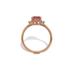 14K Rose Gold 1.60 carat Pink Tourmaline and Diamond Ring size 6.75