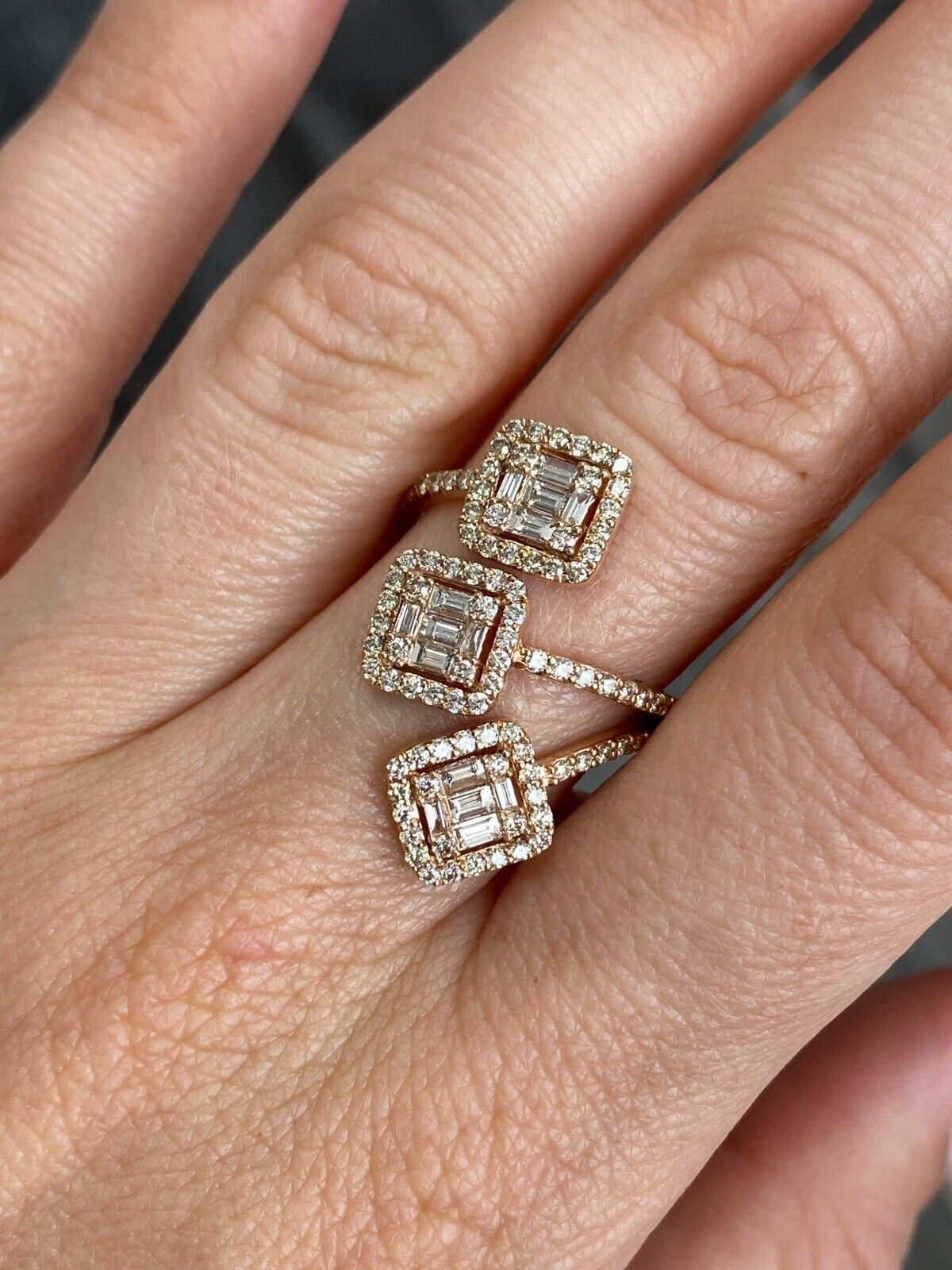 Modern 14k Rose Gold 1.60 Carats Diamond Wraparound Ring For Sale