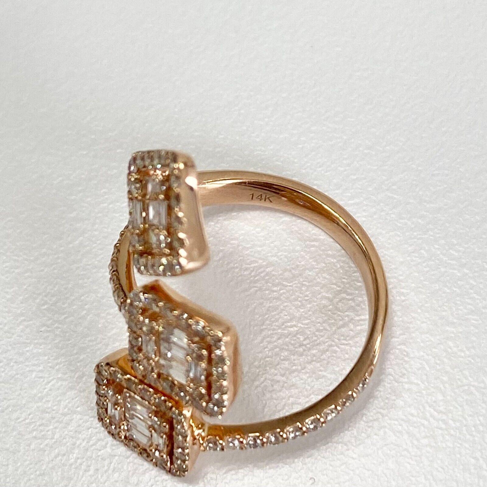 14k Rose Gold 1.60 Carats Diamond Wraparound Ring In New Condition For Sale In Los Angeles, CA
