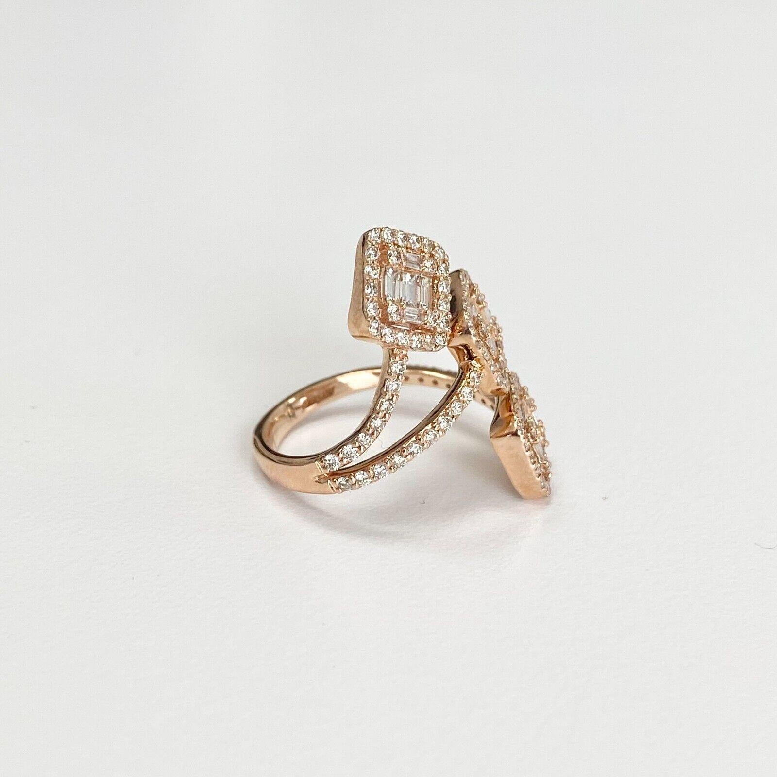 Women's or Men's 14k Rose Gold 1.60 Carats Diamond Wraparound Ring For Sale