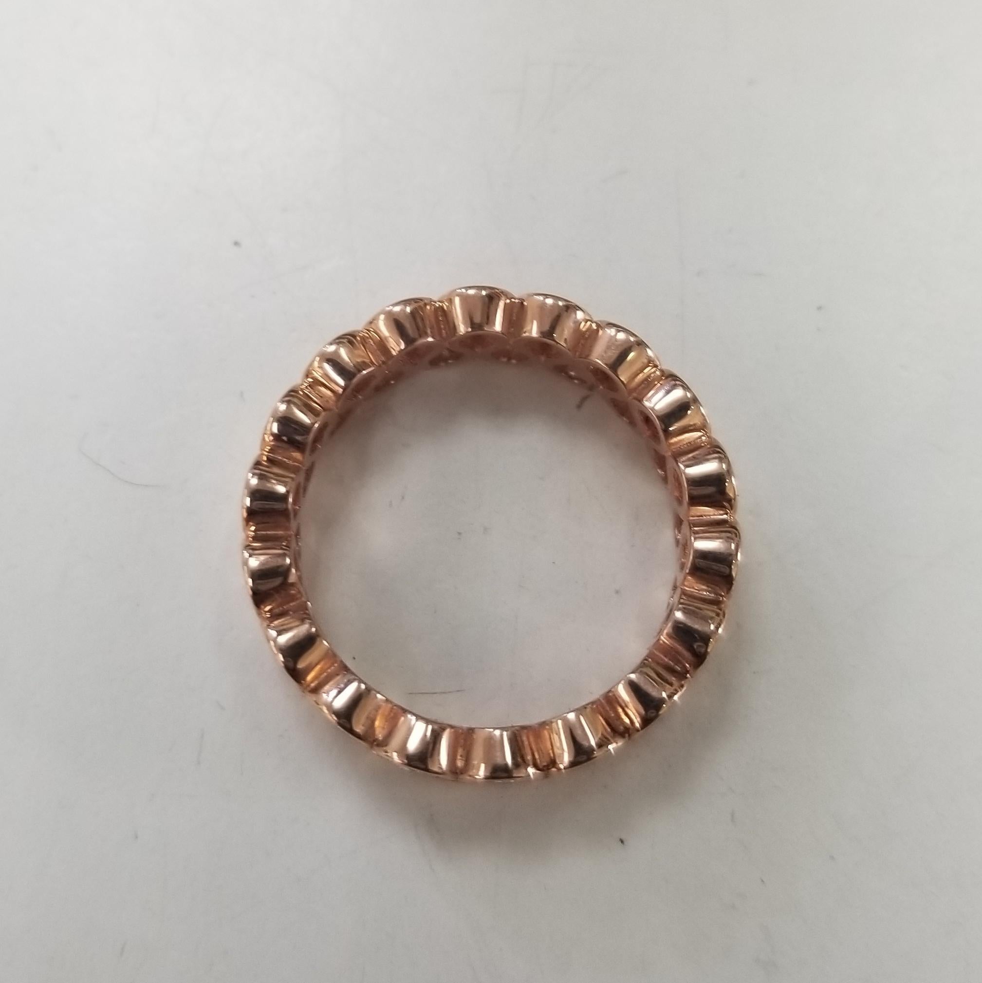 Contemporary 14k Rose Gold 1.65 Carats 2 Row Staggered Eternity Ring For Sale