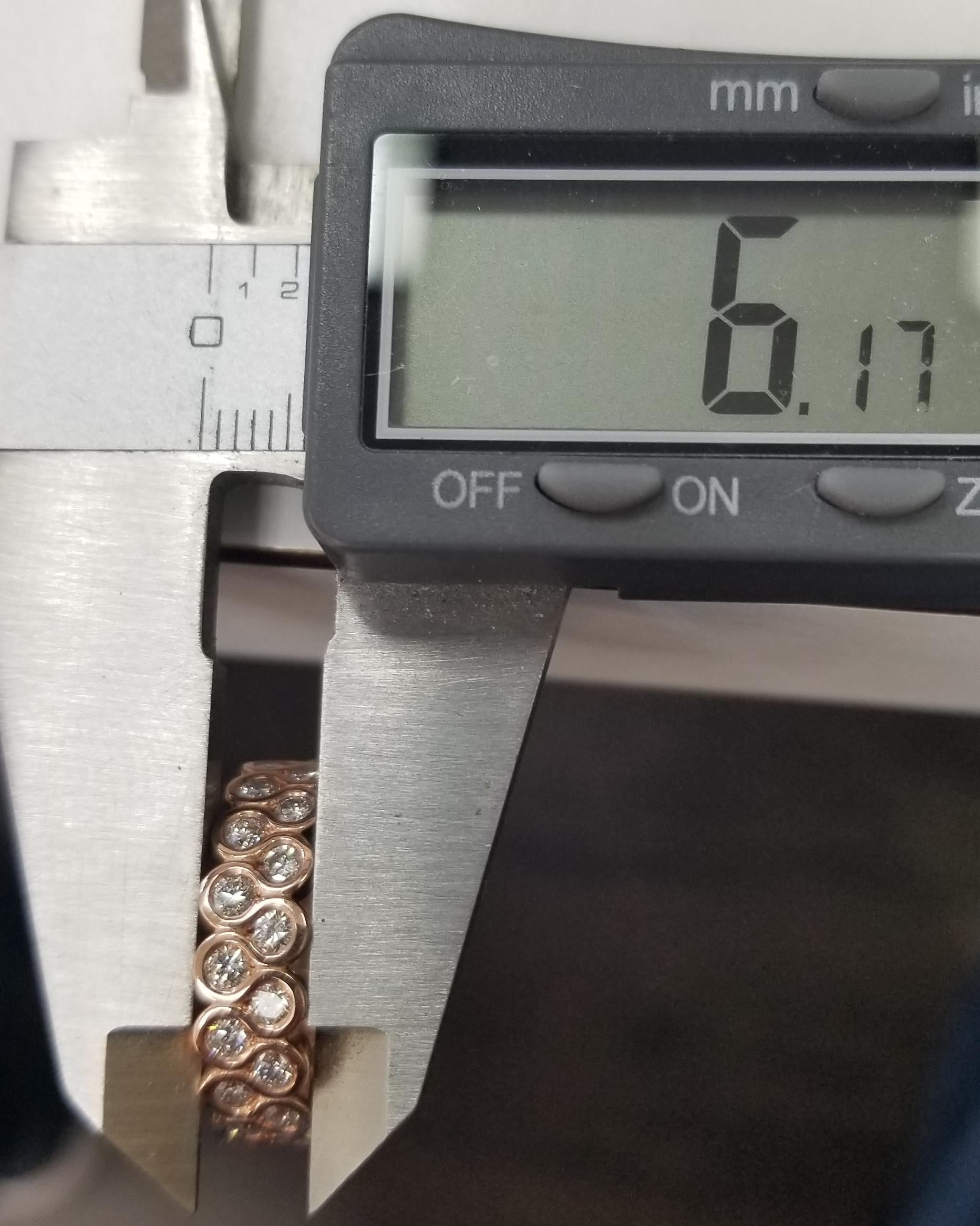 14k Rose Gold 1.65 Carats 2 Row Staggered Eternity Ring In New Condition For Sale In Los Angeles, CA
