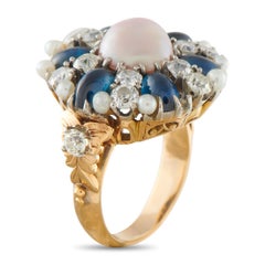 14K Rose Gold 1.80ct Diamond, Sapphire, and Natural Pearl Ring MF21-030226