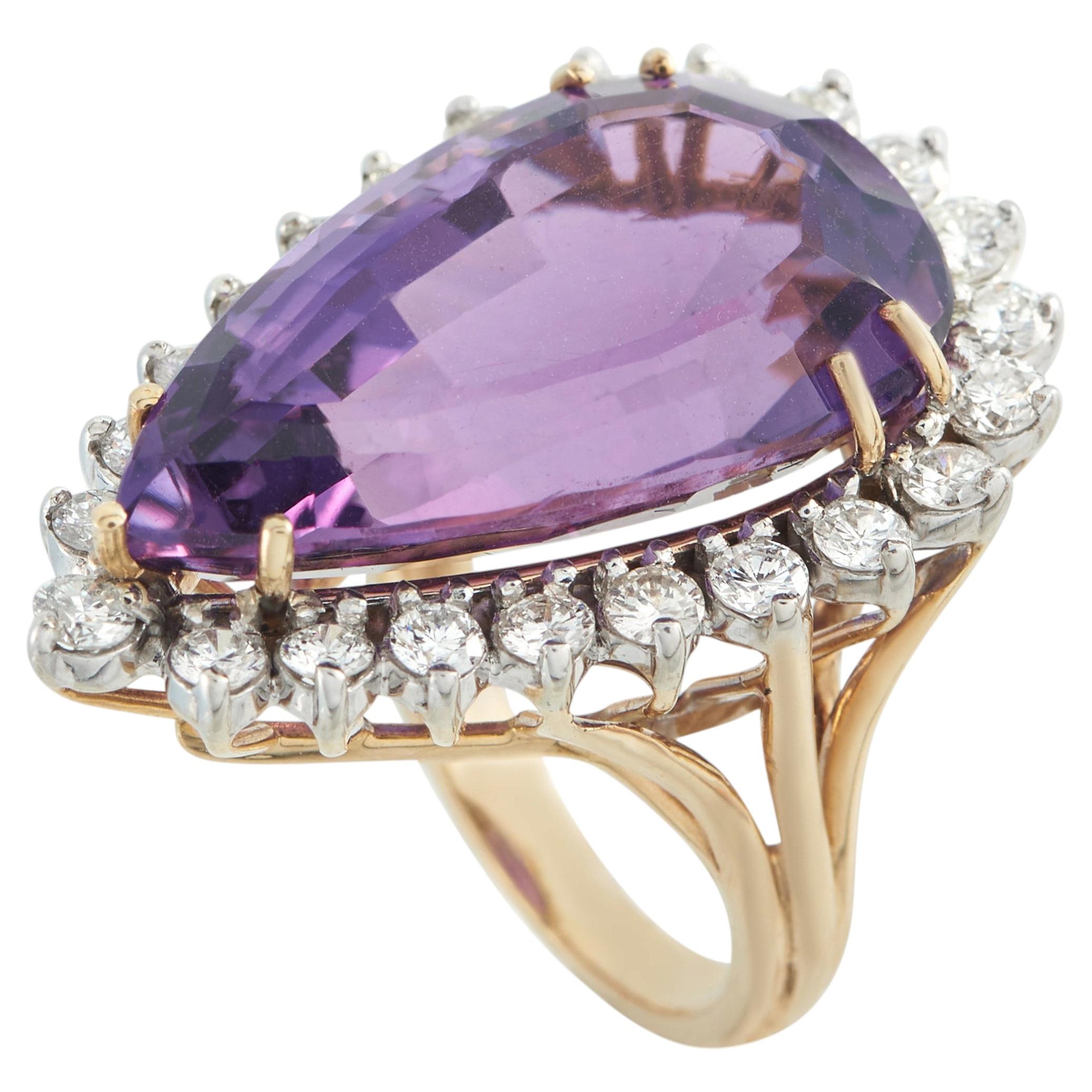 14K Rose Gold 1.84ct Diamond and Amethyst Ring MF05-050126 For Sale