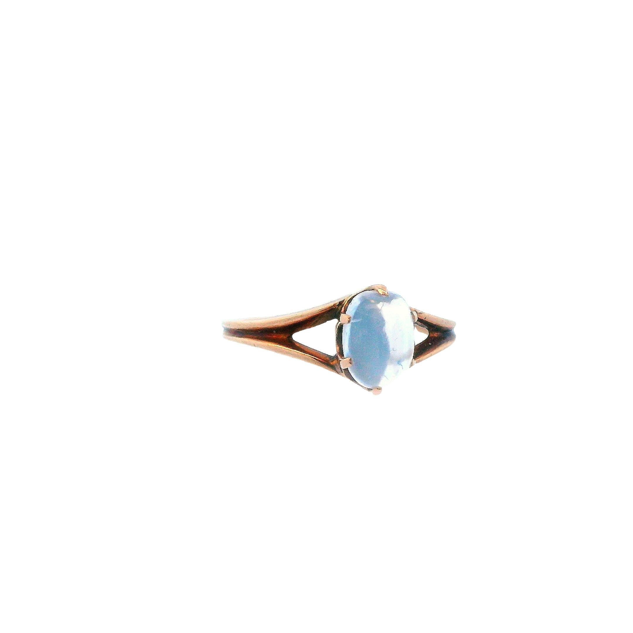 14k Rose Gold 1890 Victorian Cats Eye Moonstone Cabochon Ring For Sale 3