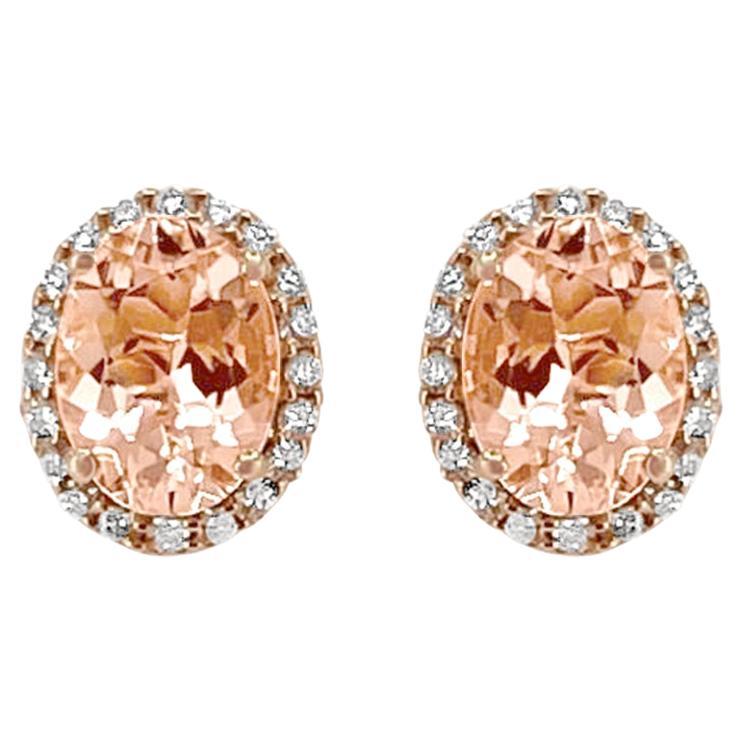 Boucles d'oreilles en or rose 14 carats avec morganite de 1,96 carat et diamants. Style n° TS1074MOE