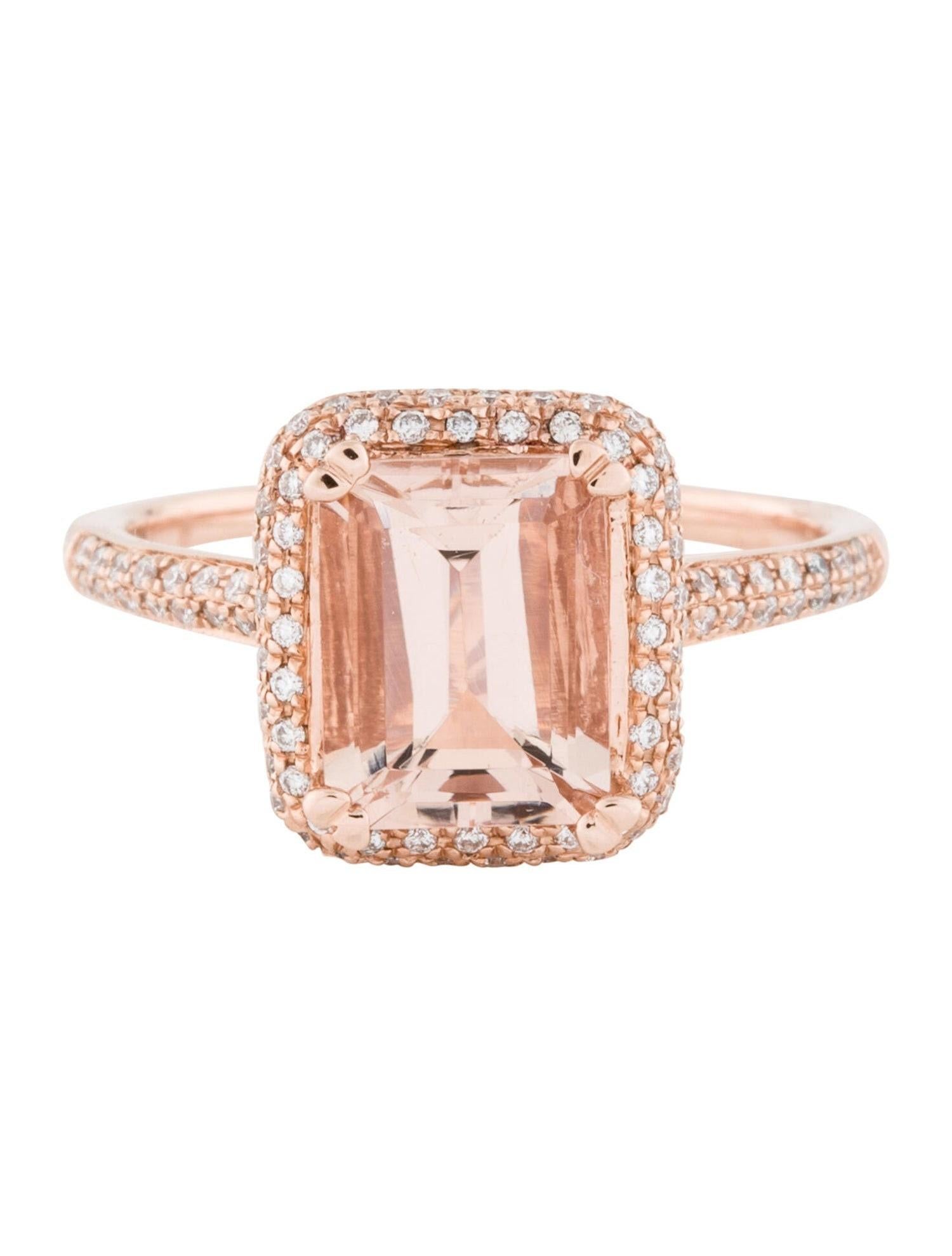 Contemporain Bague de fiançailles en or rose 14 carats avec Morganite de 2,06 carats et diamants en vente