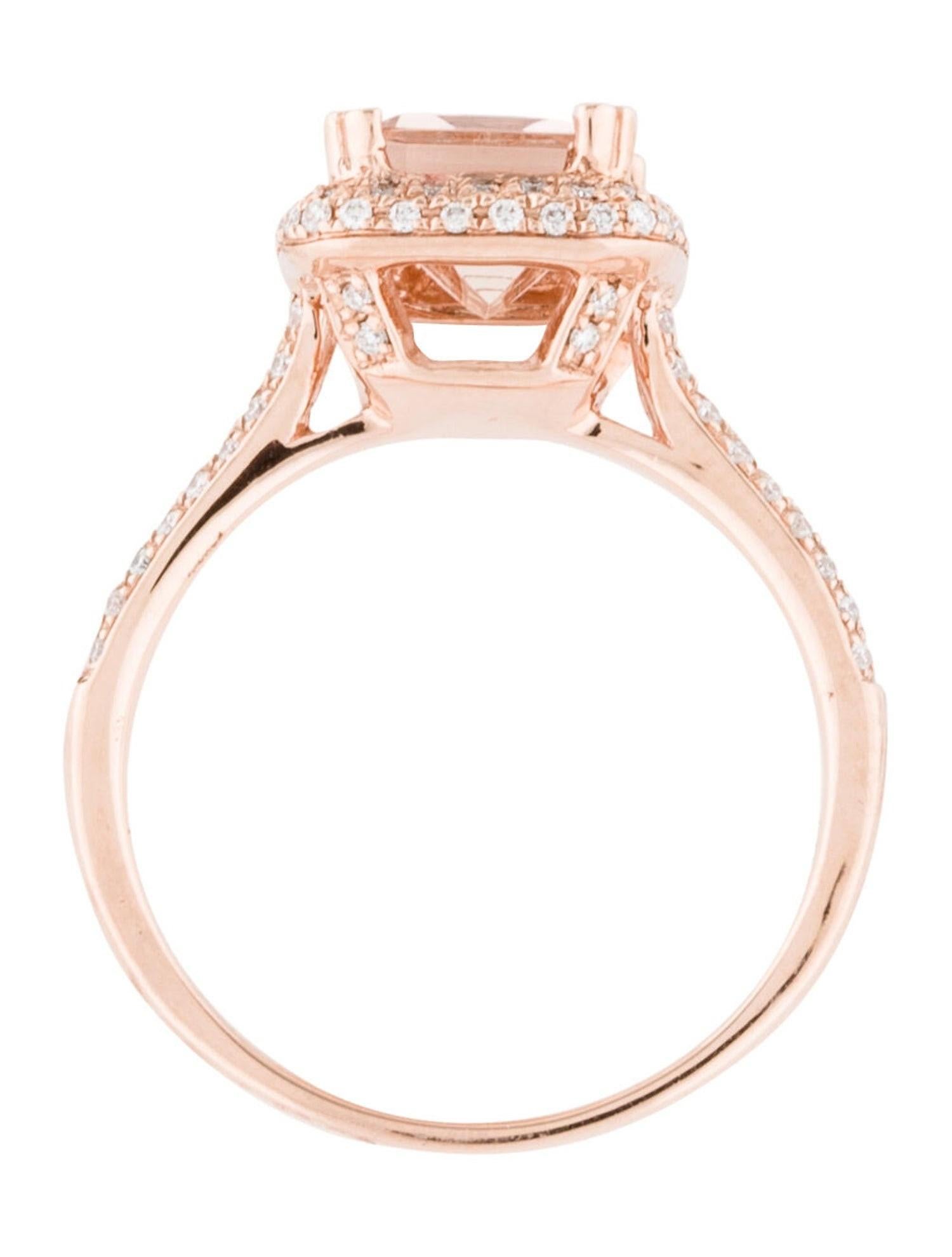 Bague de fiançailles en or rose 14 carats avec Morganite de 2,06 carats et diamants Neuf - En vente à New York, NY
