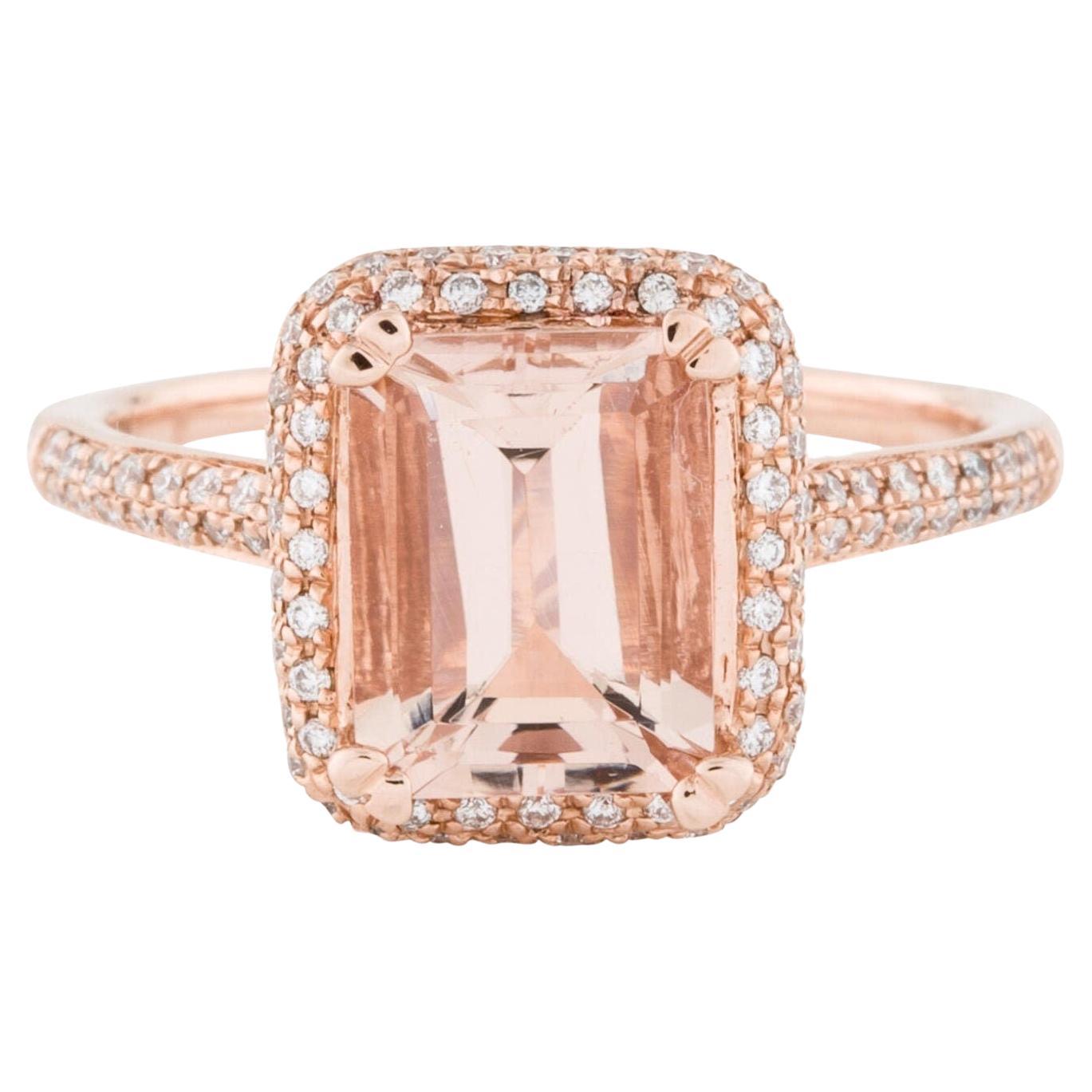 Bague de fiançailles en or rose 14 carats avec Morganite de 2,06 carats et diamants en vente