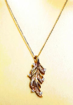 14k Rose Gold .22 Carat Diamond Necklace 18 Inches and Stamped