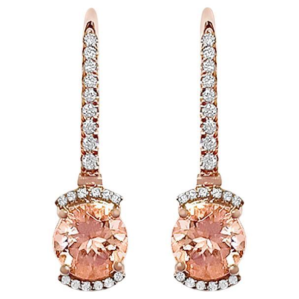 14K Rose Gold 2.20cts Morganite and Diamond Earring, Style# TS1302MOE For Sale