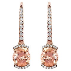 Boucles d'oreilles en or rose 14 carats avec morganite de 2,20 carats et diamants, style n° TS1302MOE