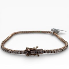 Bracelet de tennis en or rose 14k de 2,47 carats et de 6,75 pouces. (New)