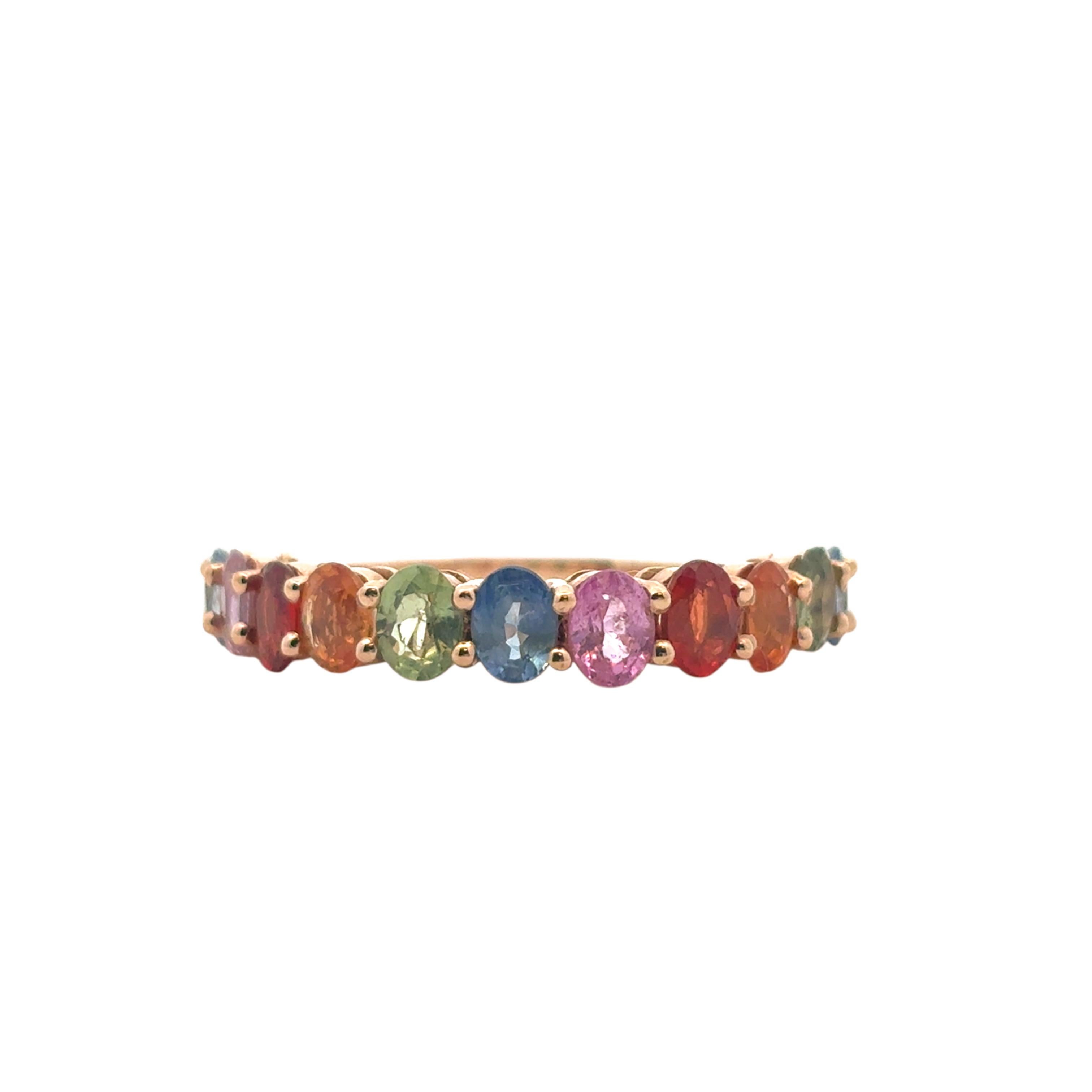14k Rose Gold 2.4ctw Multicolor Oval Cut Sapphire Halfway Wedding Ring Band

This stunning Multicolor Sapphire Halfway Band is in excellent condition and is ready to ship!

Style: Halfway Band, Halfway Ring
Material: 14k Rose Gold
Diamond Details:
