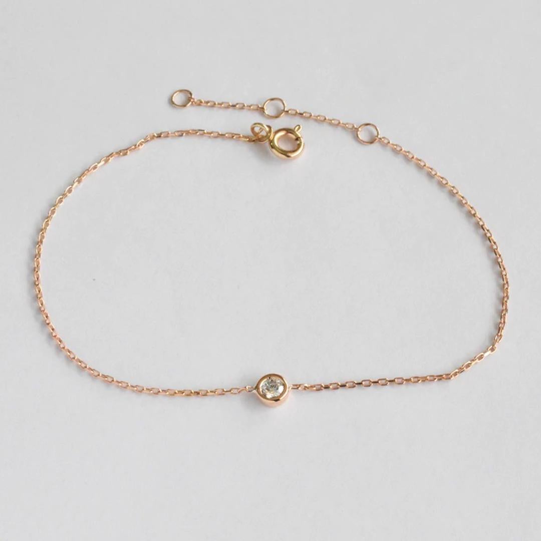 Link Chain Bracelet / Bezel Set Diamond Bracelet is made of 14k solid gold.
Available in three colors of gold:  White Gold / Rose Gold / Yellow Gold.

Natural genuine round cut diamond each diamond is hand selected by me to ensure quality and set by