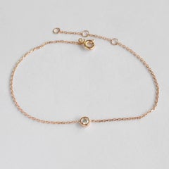 14k Gold Diamond Round 2.8 mm Brilliant Round Cut Diamond Bracelet