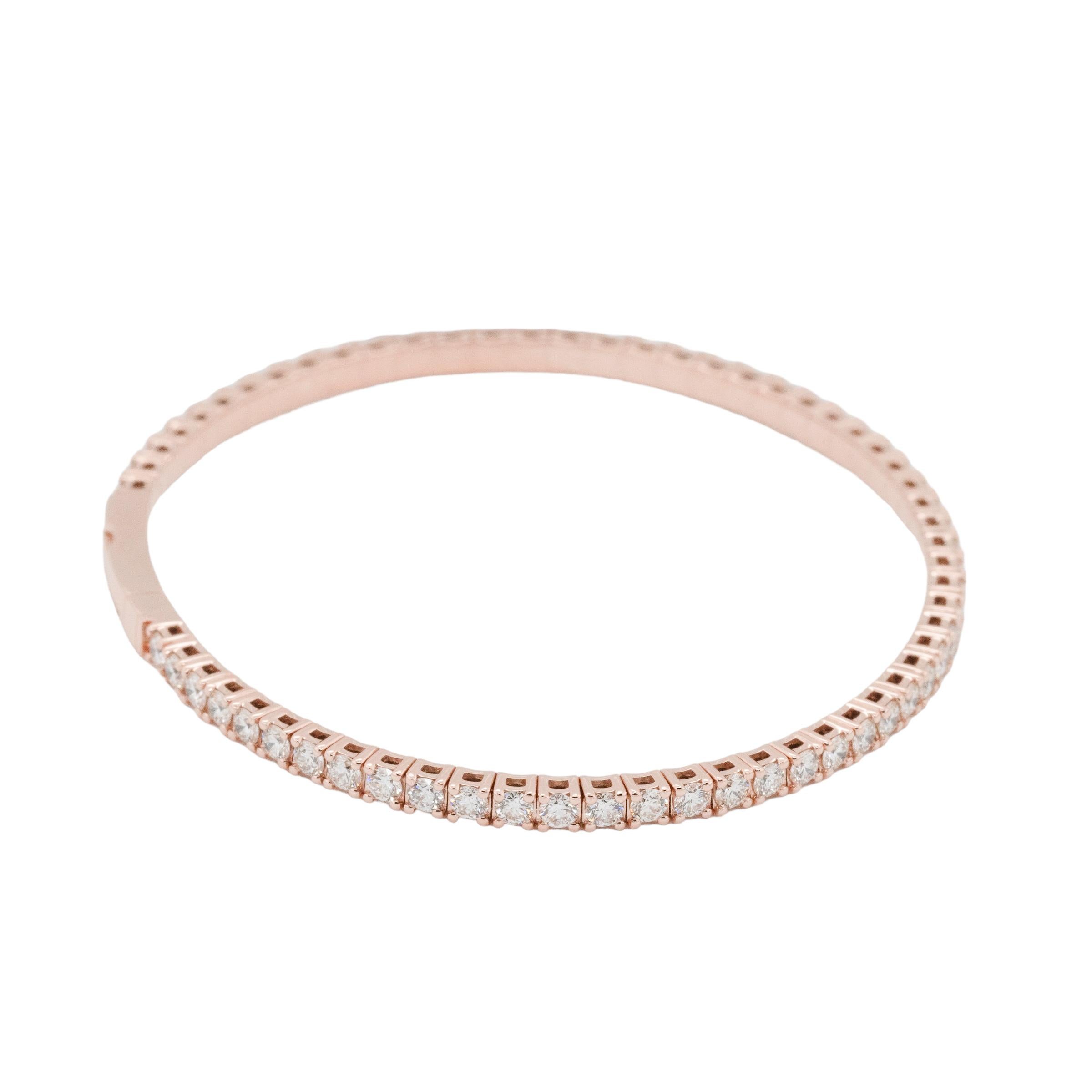 Bracelet extensible de tennis en or rose et diamants naturels Neuf - En vente à Boca Raton, FL