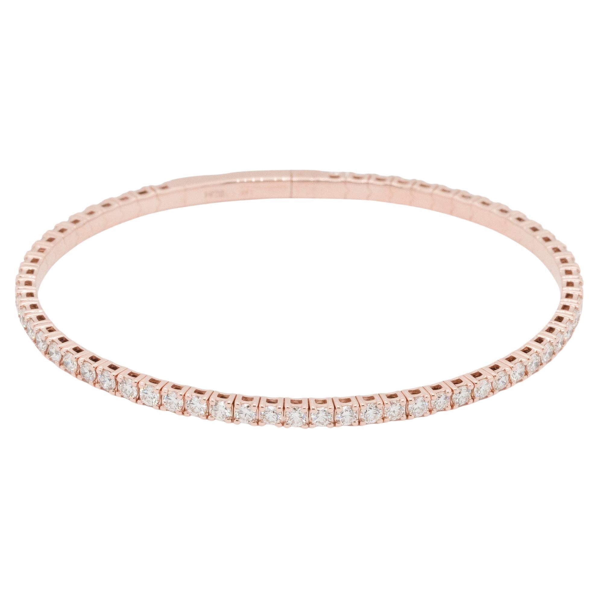 Bracelet extensible de tennis en or rose et diamants naturels en vente
