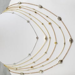 14k Rose Gold 3.00ct Fancy Yellow Round-cut Diamonds by the Yard Necklace 18"